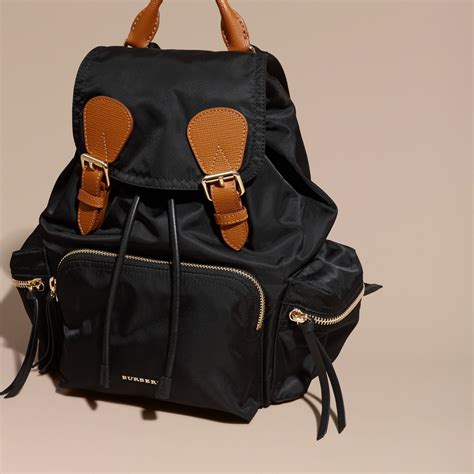 burberry the medium rucksack in technical nylon and leather black